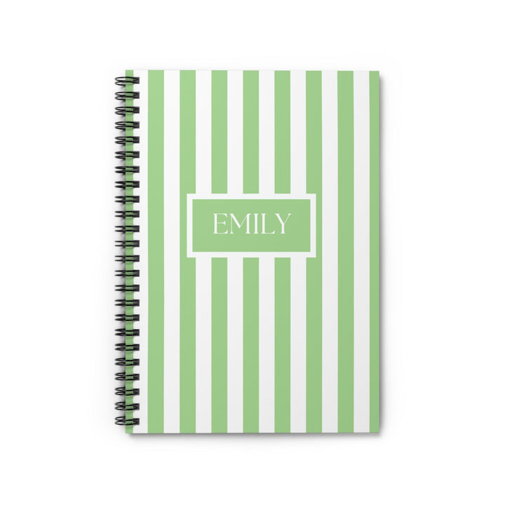 Green Striped Personalized Notebook - SB Paperie