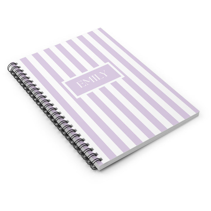 Personalized Purple Stripes Spiral Notebook - SB Paperie