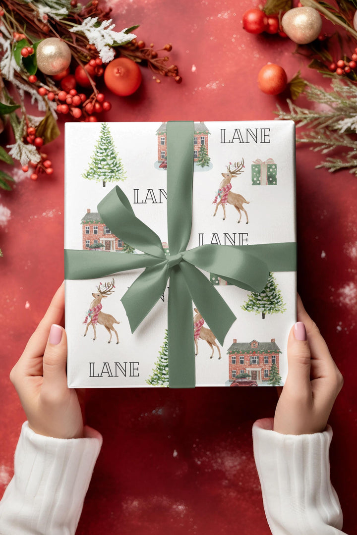 Christmas At Home Personalized Wrapping Paper - SB Paperie