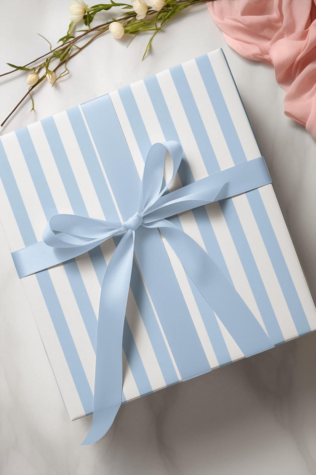 Light blue stripes on white background. Elegant Wrapping paper!