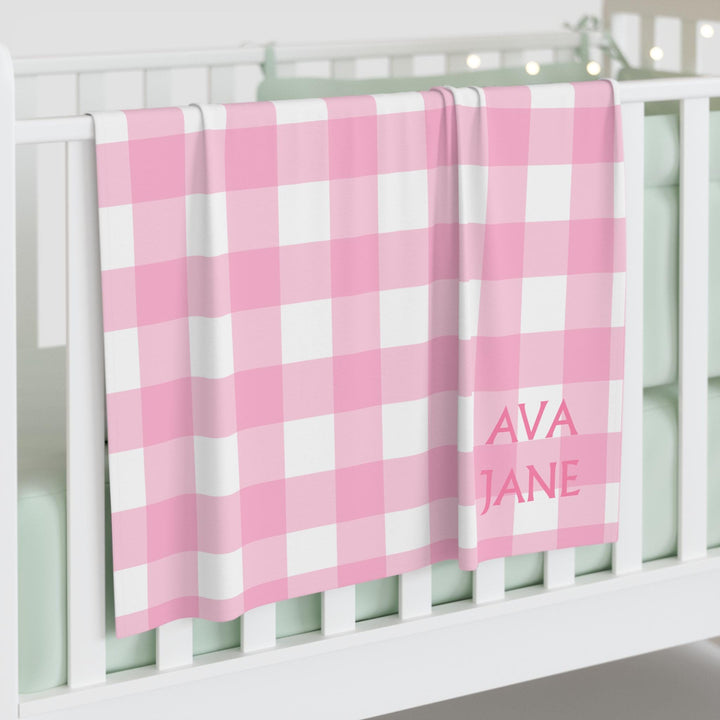 Pink Gingham Personalized Baby and Toddler Blanket - SB Paperie