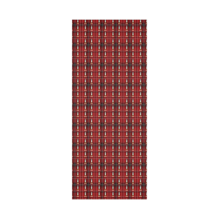 Plaid red and black background with graphics of bernedoodle dogs in a clean pattern wrapping paper