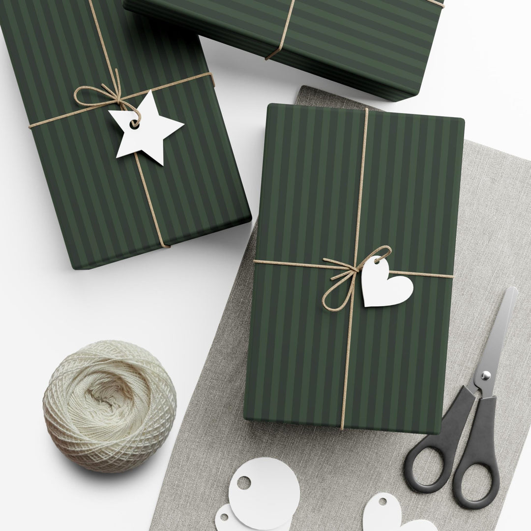 green stripes and dark green stripes wrapping paper