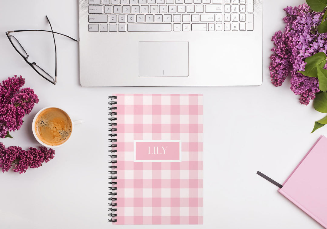 Pink Gingham Personalized Notebook - SB Paperie