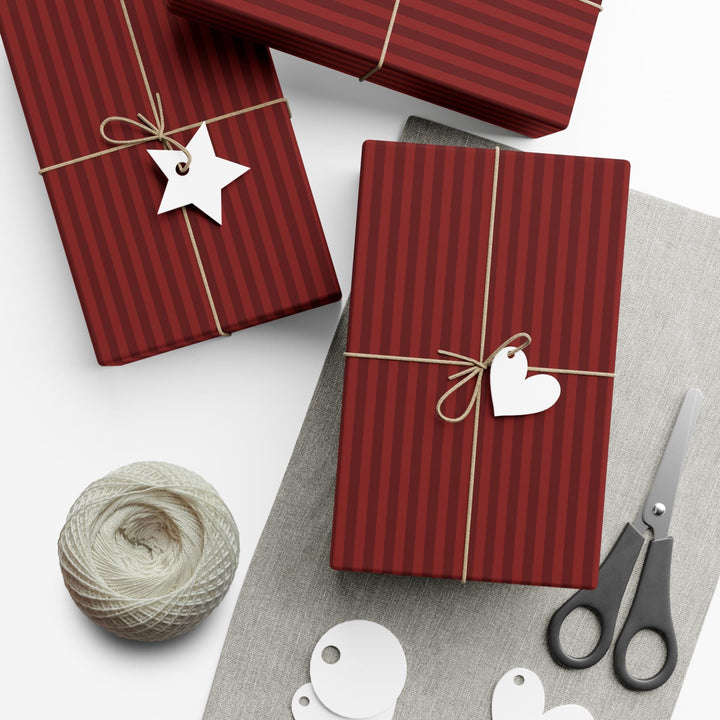 Red Striped Holiday Wrapping Paper - SB Paperie