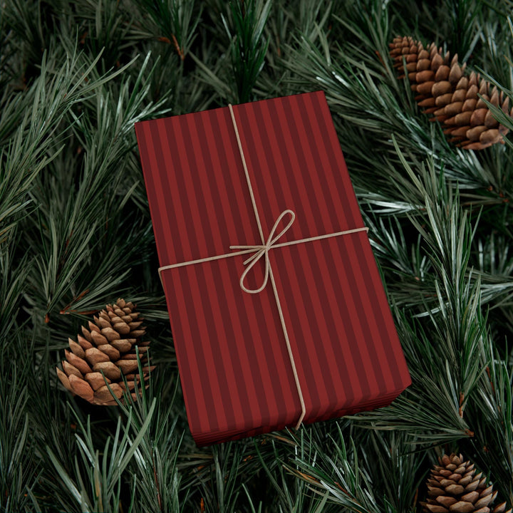 Red Striped Holiday Wrapping Paper - SB Paperie