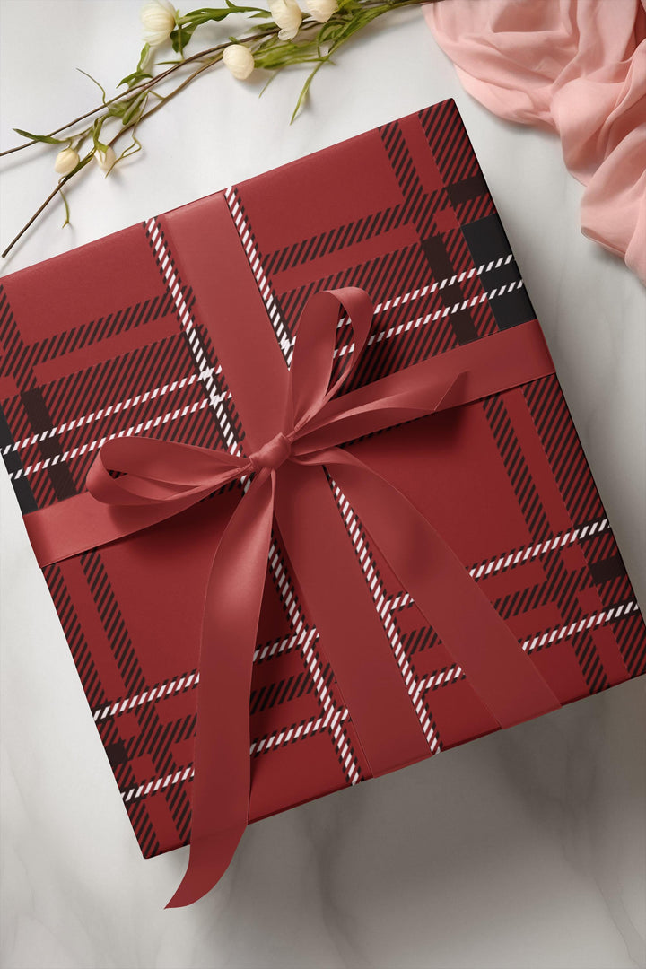 Traditional Red Plaid Wrapping Paper - SB Paperie