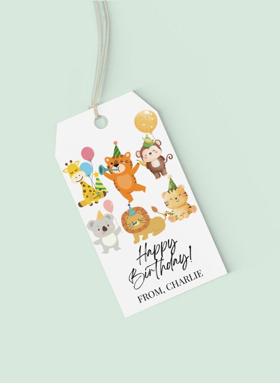 Happy Birthday Animal Gift Tags