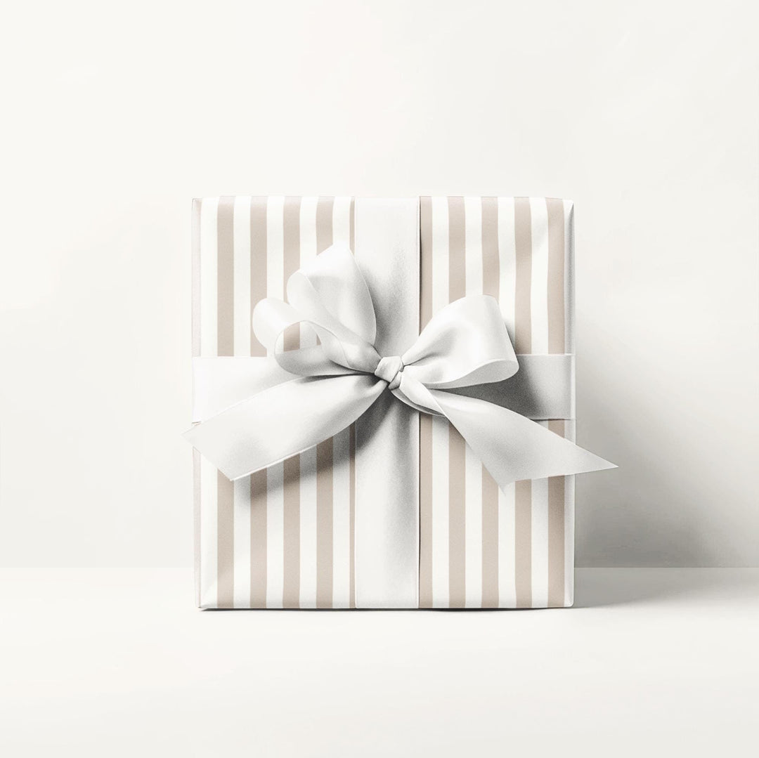 Neutral darker beige stripes on lighter beige background. subtle wrapping paper for aesthetic neutral lovers