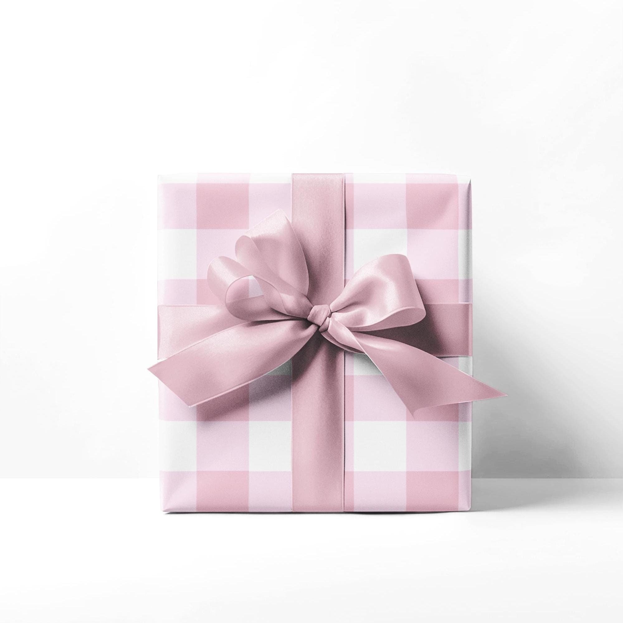 Light pink gingham check patterned wrapping paper- elegant and cute