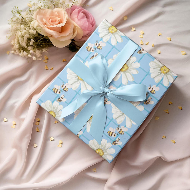 Bumblebees and Daisies Wrapping Paper - SB Paperie