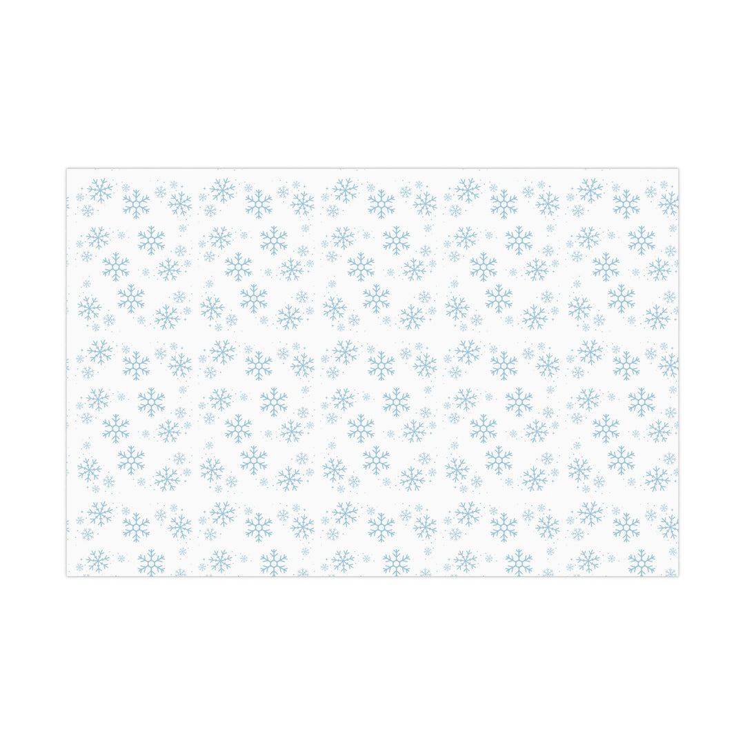 Blue snowflakes pattern on white wrapping paper- elegant and cute winter wonderland theme wrapping paper gift wrap