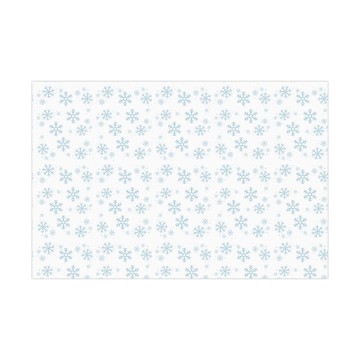 Blue snowflakes pattern on white wrapping paper- elegant and cute winter wonderland theme wrapping paper gift wrap