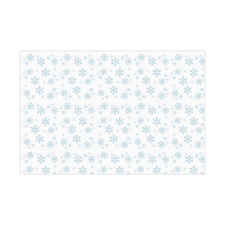 Blue snowflakes pattern on white wrapping paper- elegant and cute winter wonderland theme wrapping paper gift wrap