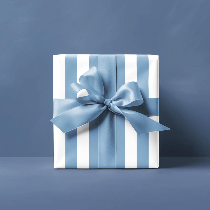 French Blue Striped Wrapping Paper