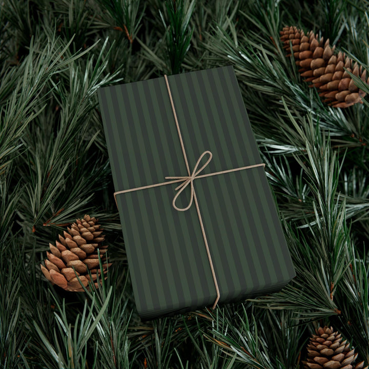 green stripes and dark green stripes wrapping paper