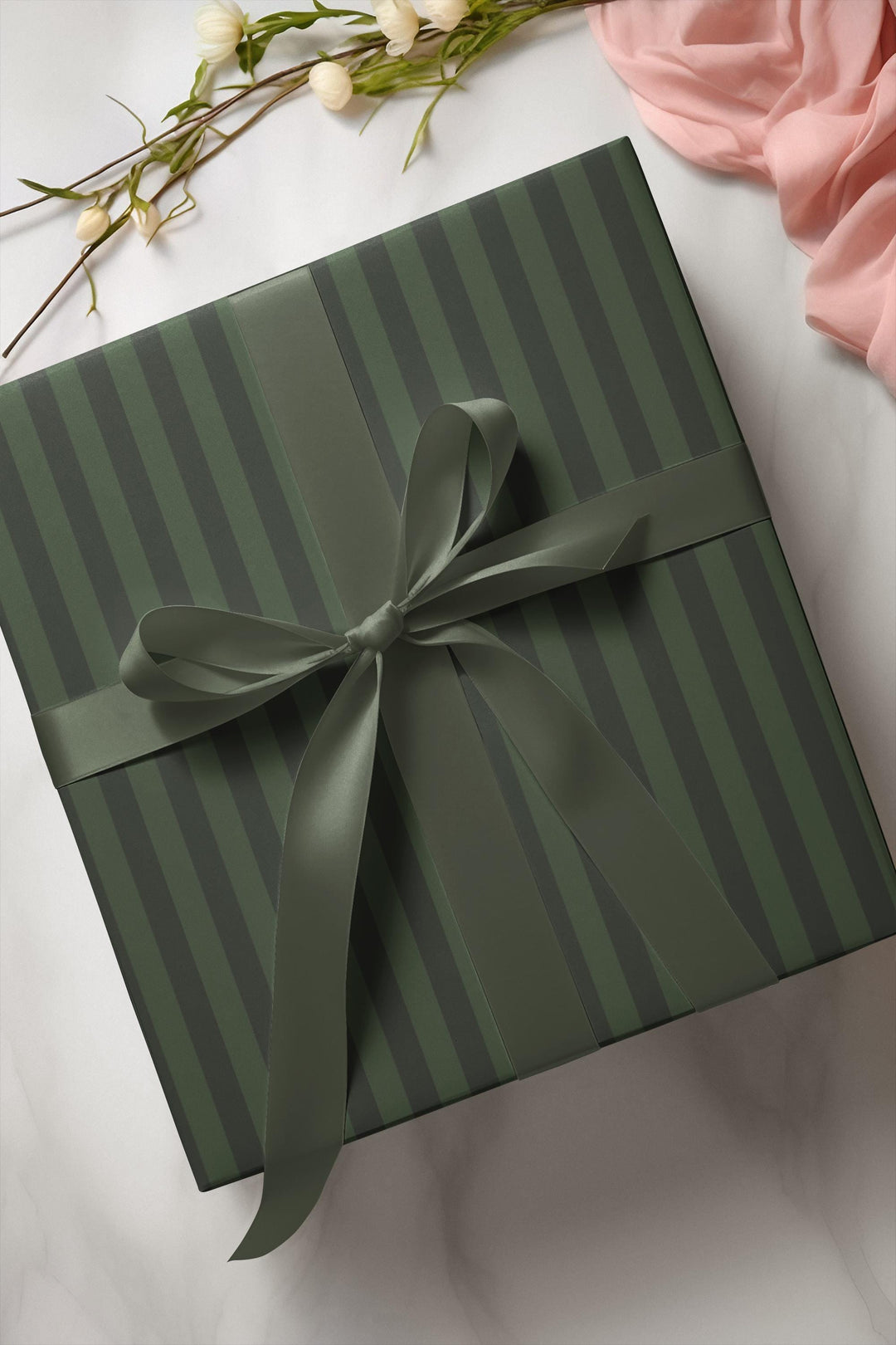 green stripes and dark green stripes wrapping paper