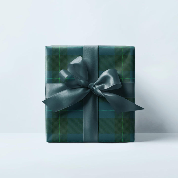 blue and green plaid pattern wrapping paper, elegant and understated