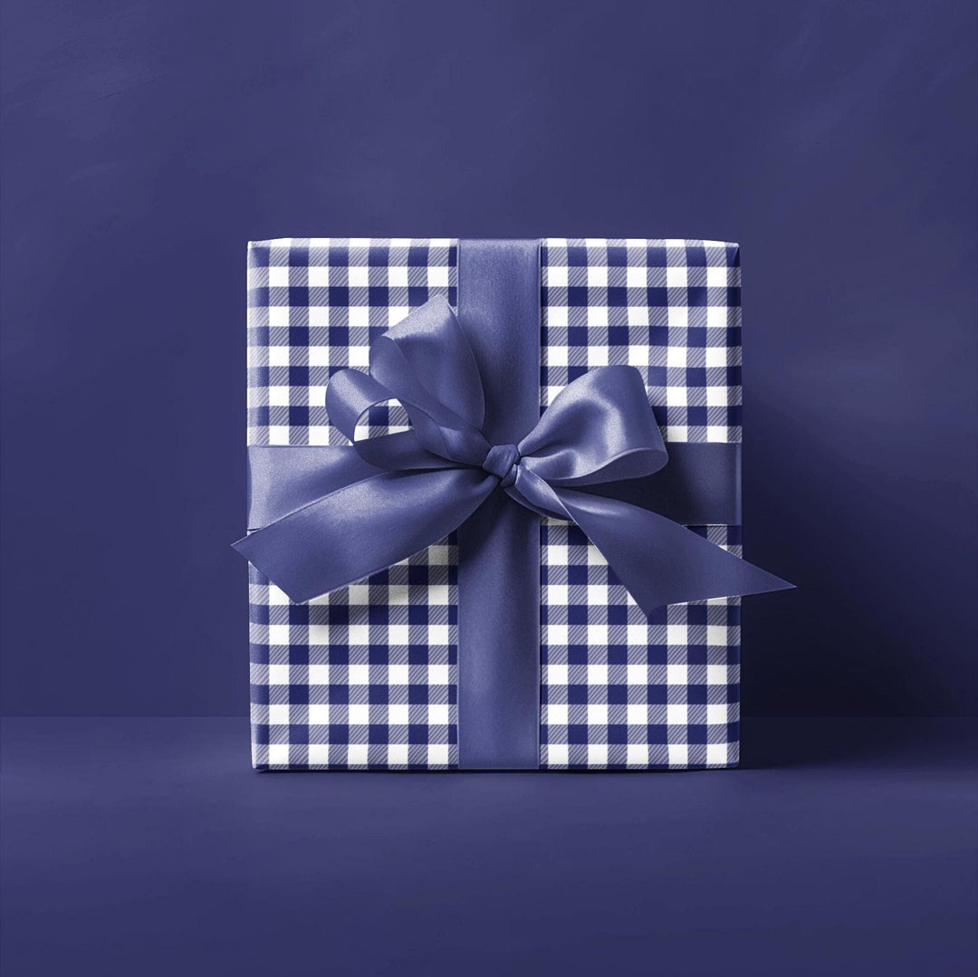 Beautiful navy gingham pattern wrapping paper