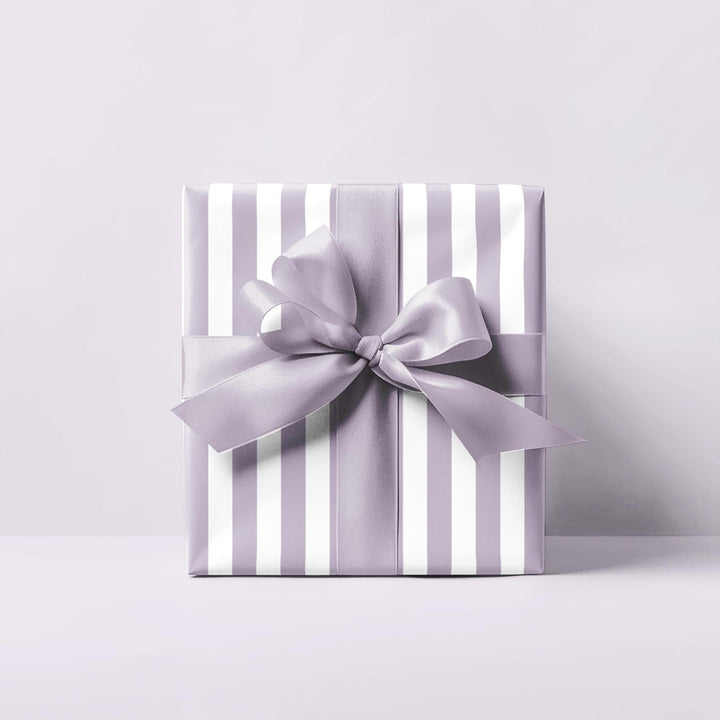 Lilac purple stripes wrapping paper on white background