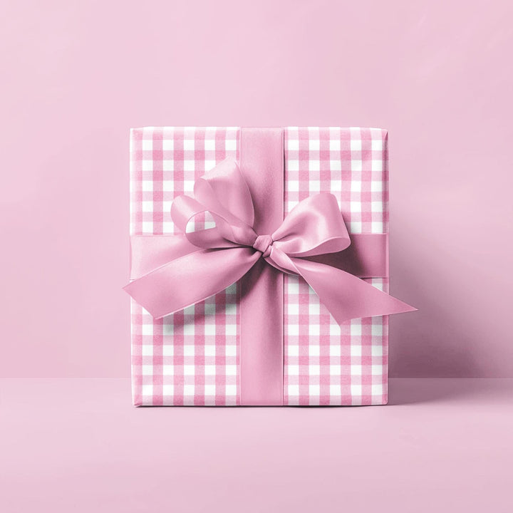 Beautiful light pink gingham pattern wrapping paper