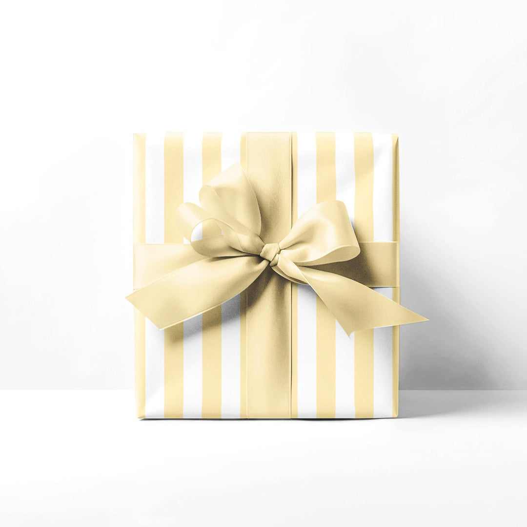 Pastel yellow stripes on white background wrapping paper