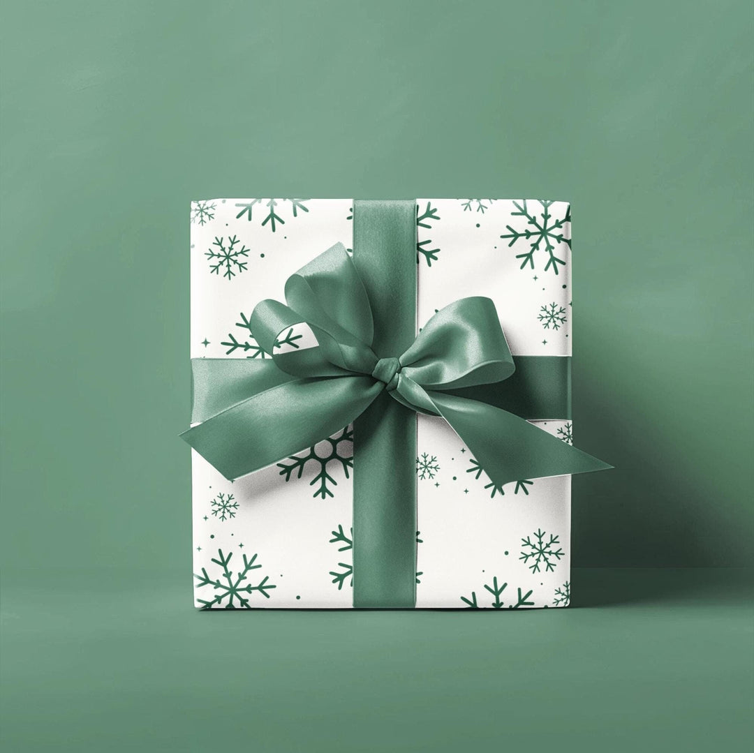 Beautiful simple Green snowflake pattern on a off white background