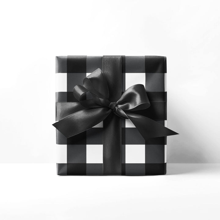 Black gingham wrapping paper