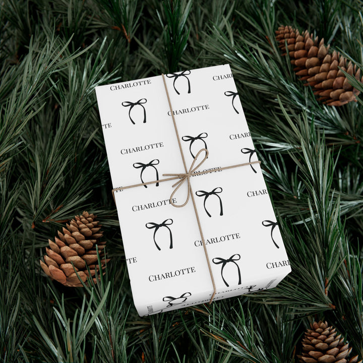 Personalized Black Bow Wrapping Paper - SB Paperie