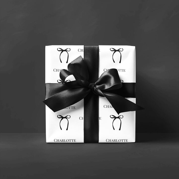 Personalized Black Bow Wrapping Paper - SB Paperie