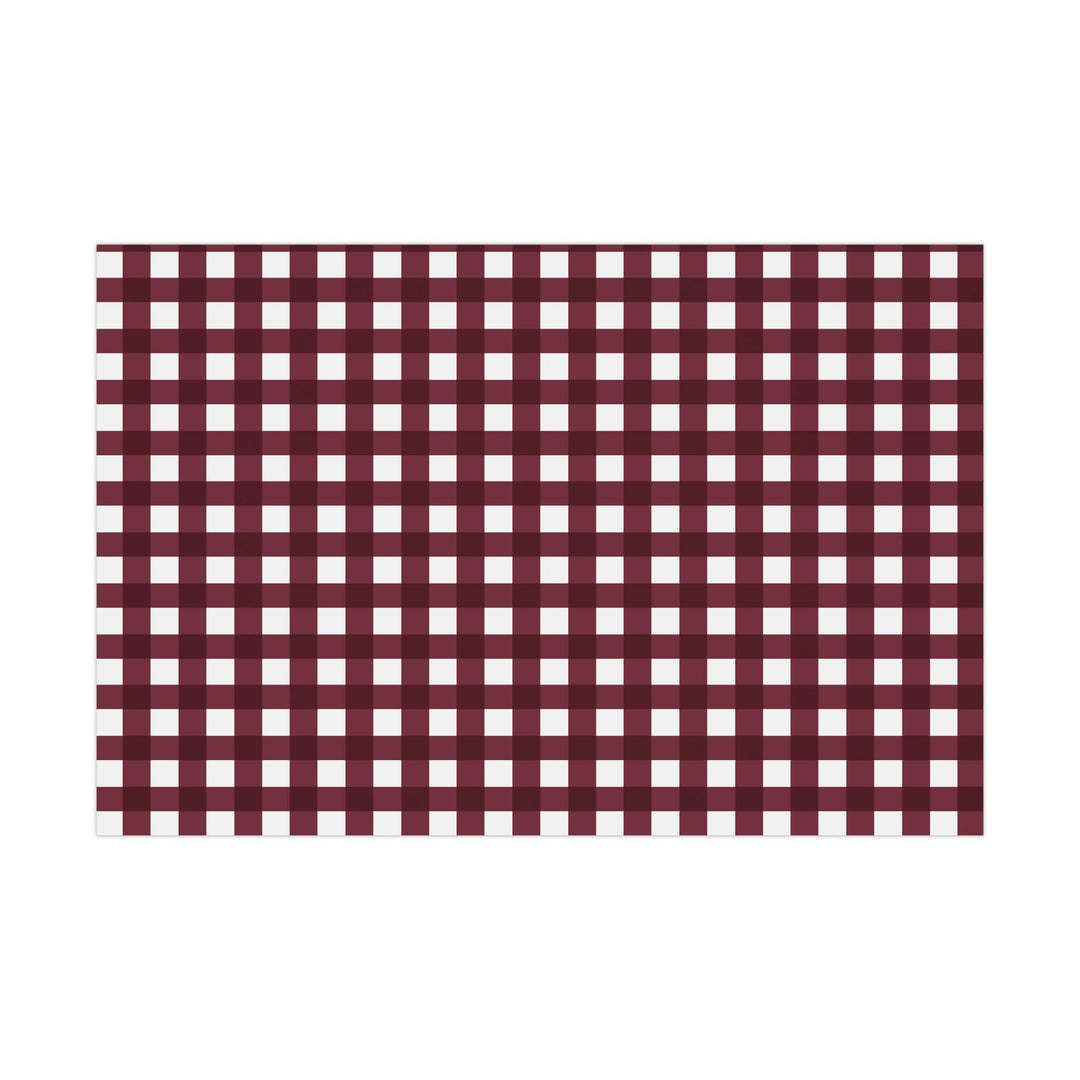 Burgundy Gingham Gift Wrap: Elegant Holiday Present Wrap