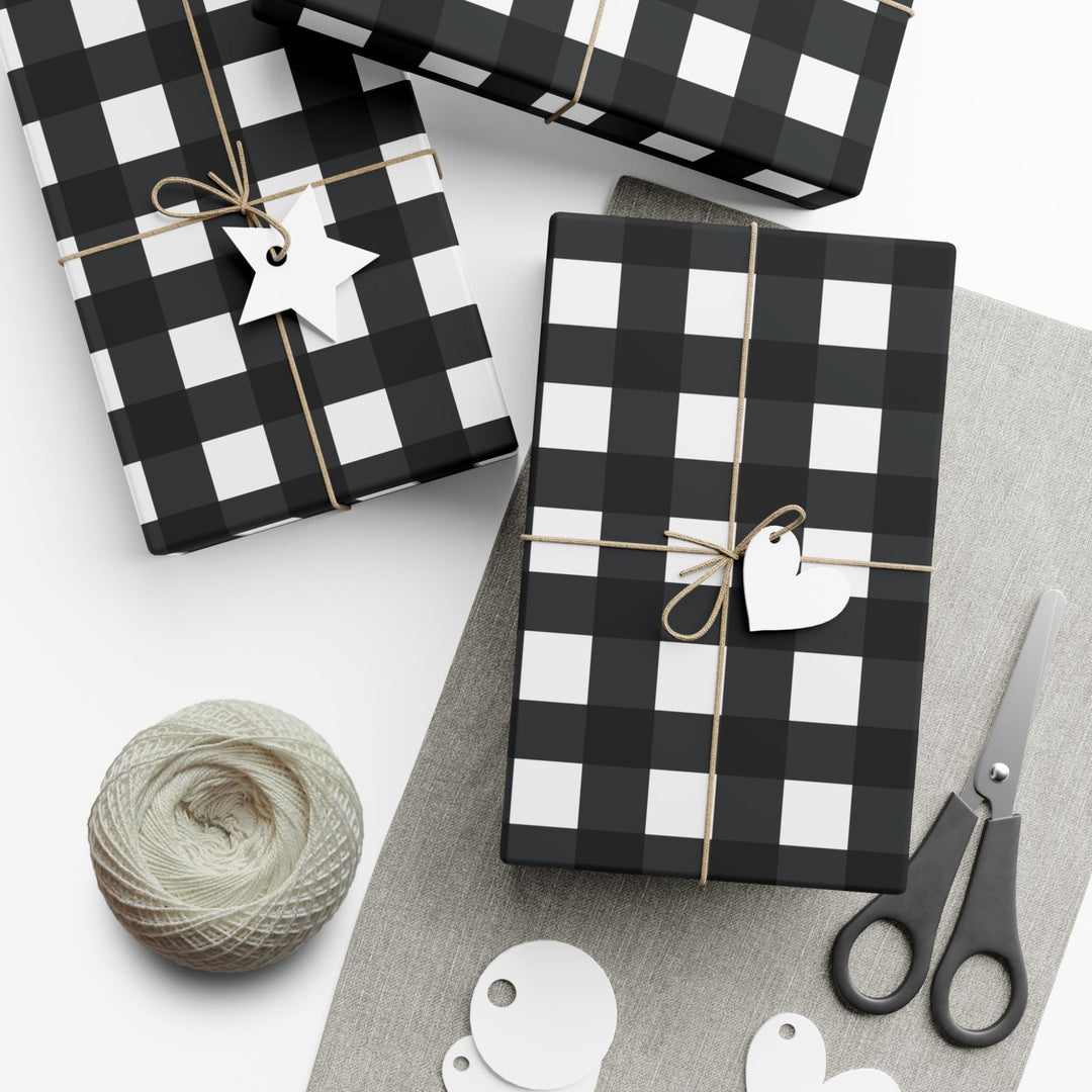 Black gingham wrapping paper