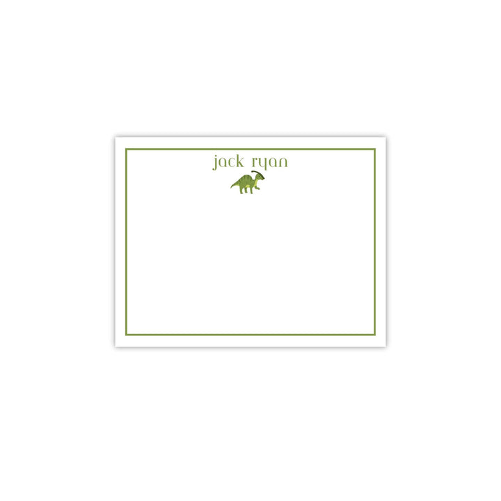 Personalized Kids Stationery - Green Dinosaur Cards with Envelopes