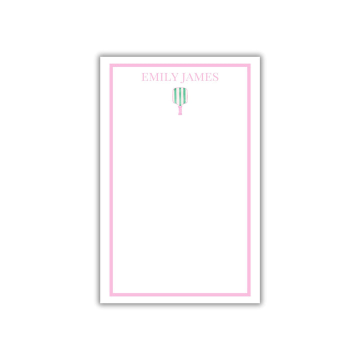 Personalized Pickleball Notepad - Pink or Green Stationery - Custom Name Writing Pad