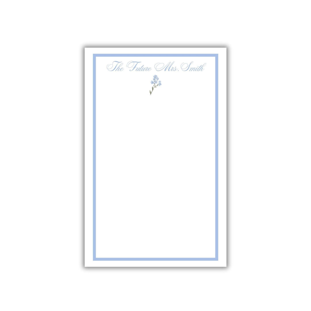 Future Mrs. Notepad - Personalized Bridal Notepad, Wedding Bells, Floral & Blue Flower Designs, Custom Bridal Shower Gift