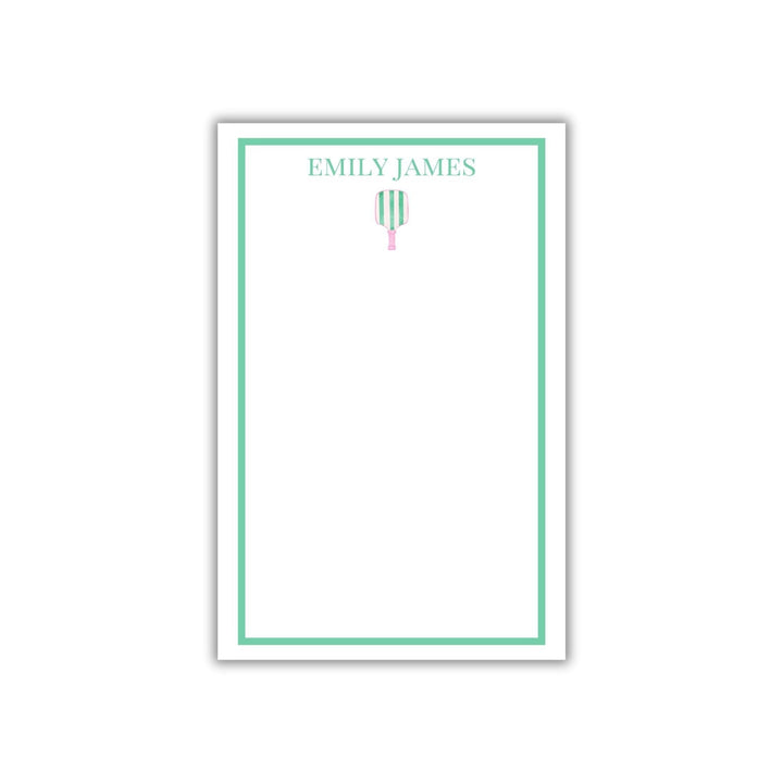 Personalized Pickleball Notepad - Pink or Green Stationery - Custom Name Writing Pad