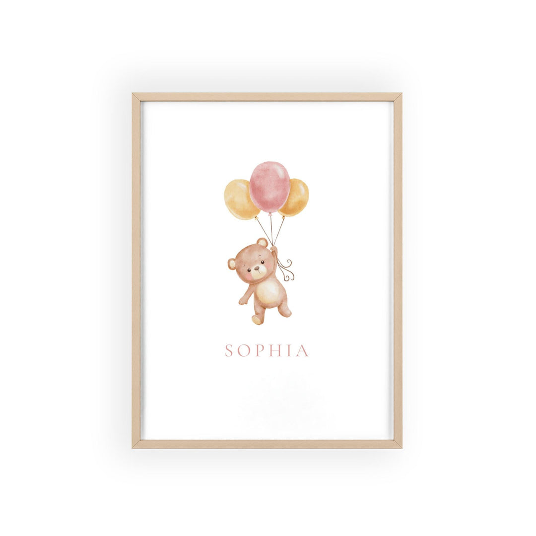 personalized watercolor bear graphic nursery decor