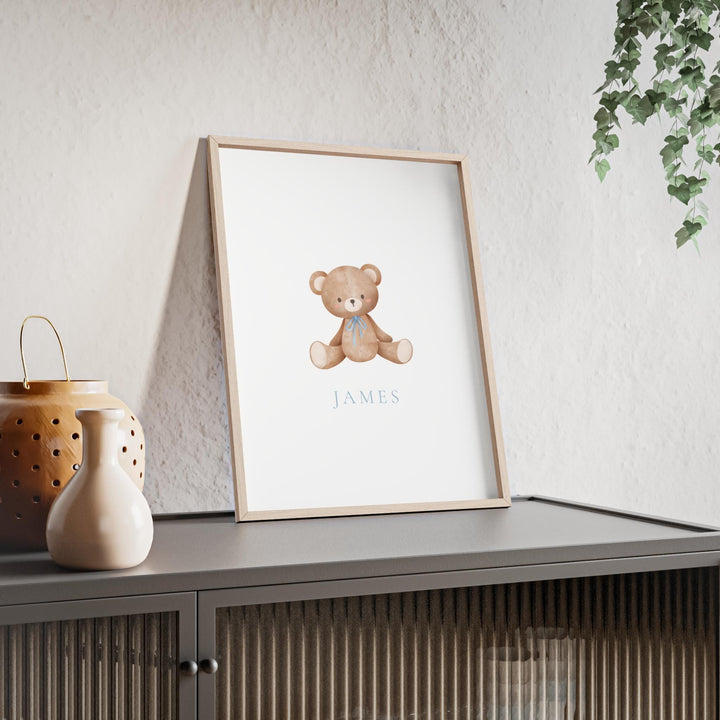 Personalized Teddy Bear Nursery Art Print 12x16 Framed Baby Shower Gift