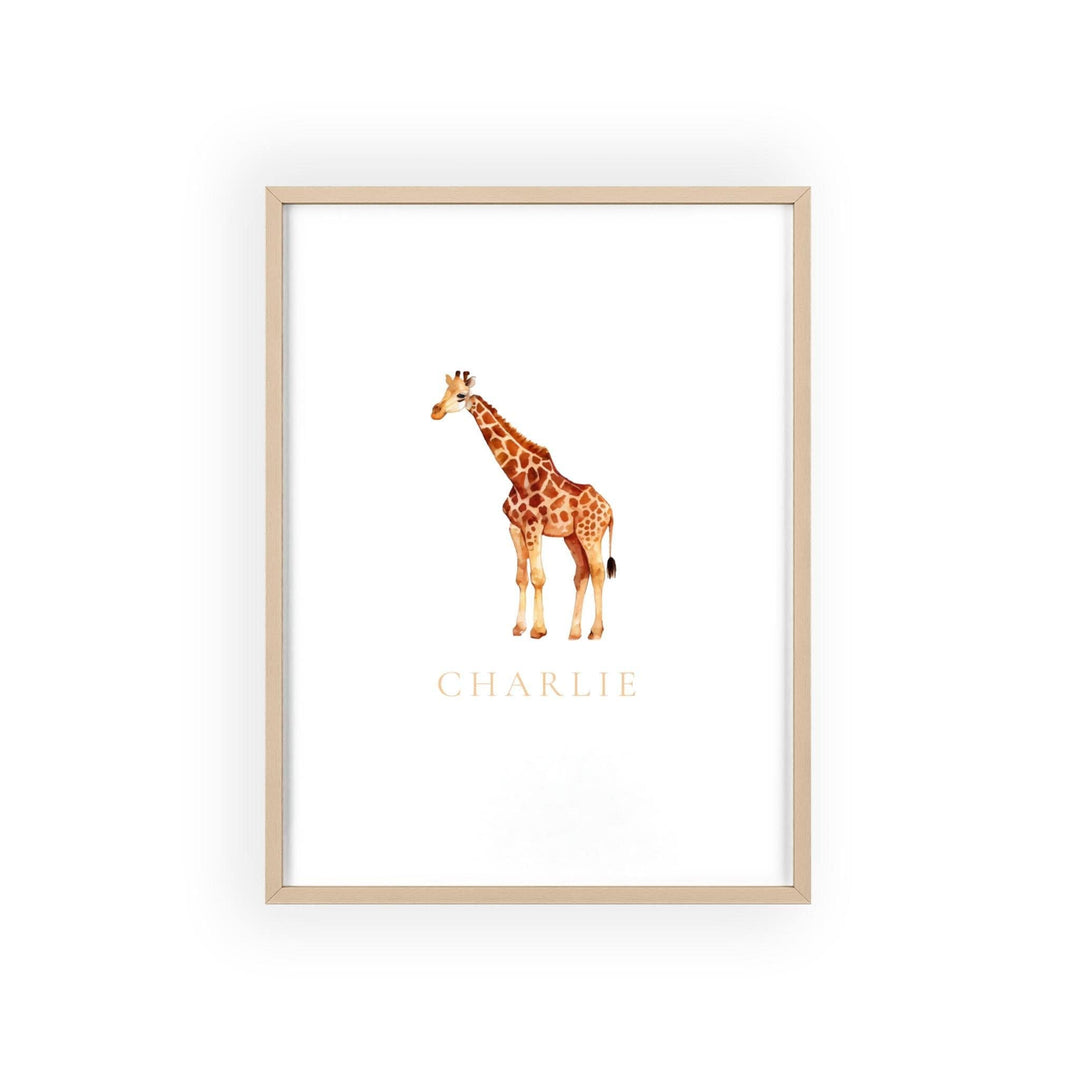 Personalized Giraffe art print with frame