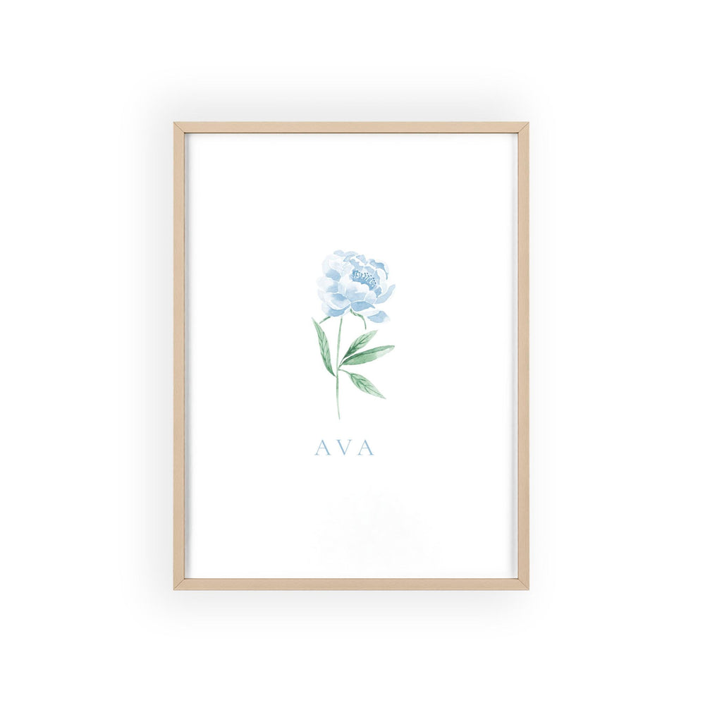 hydrangea art print with personalized name