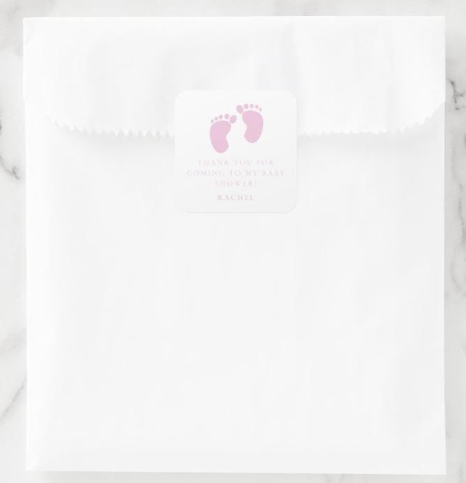 Pink Baby Feet Stickers: Baby Shower Favors