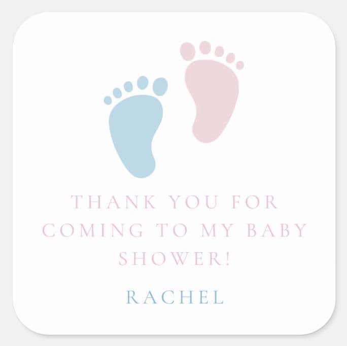 Personalized Pink & Blue Baby Feet Stickers: Baby Shower Thank You Favors