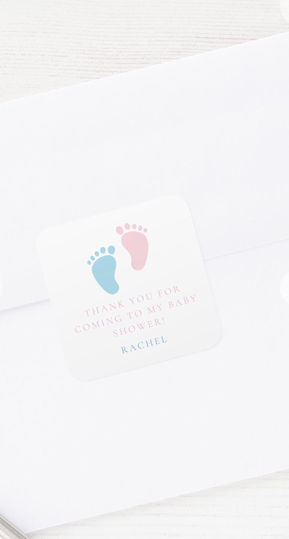 Personalized Pink & Blue Baby Feet Stickers: Baby Shower Thank You Favors