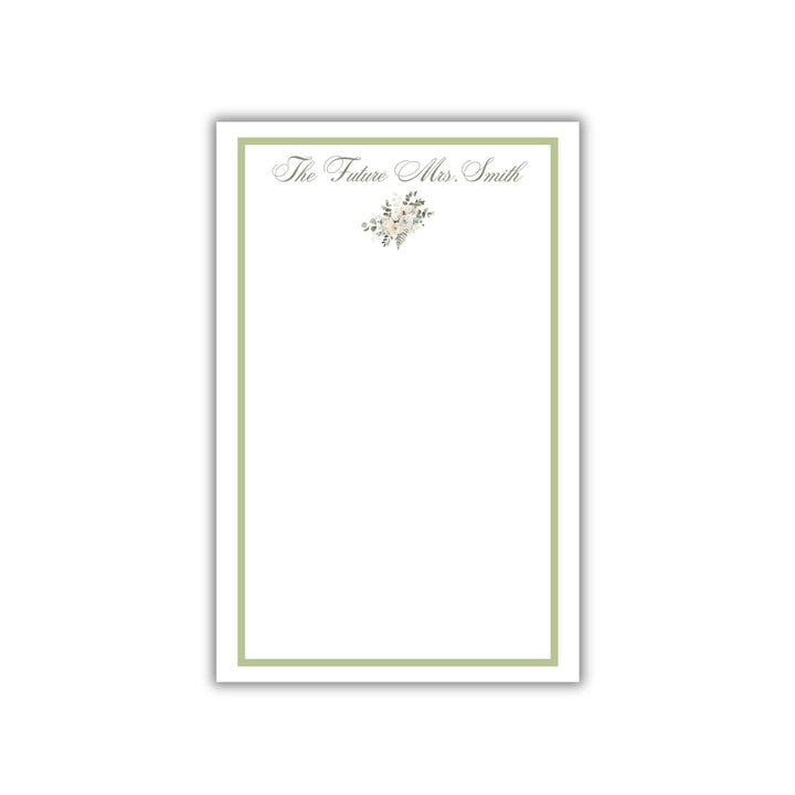 Future Mrs. Notepad - Personalized Bridal Notepad, Wedding Bells, Floral & Blue Flower Designs, Custom Bridal Shower Gift