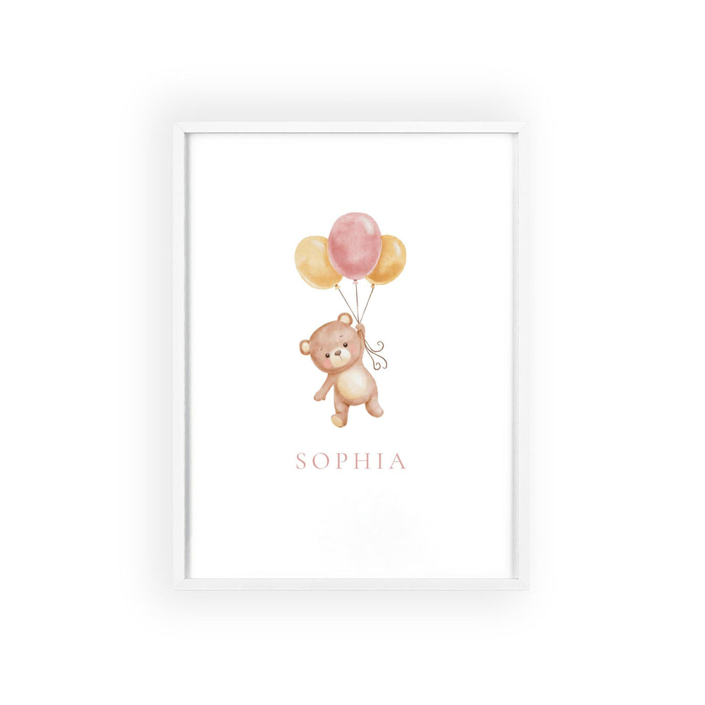 personalized watercolor bear graphic nursery decor