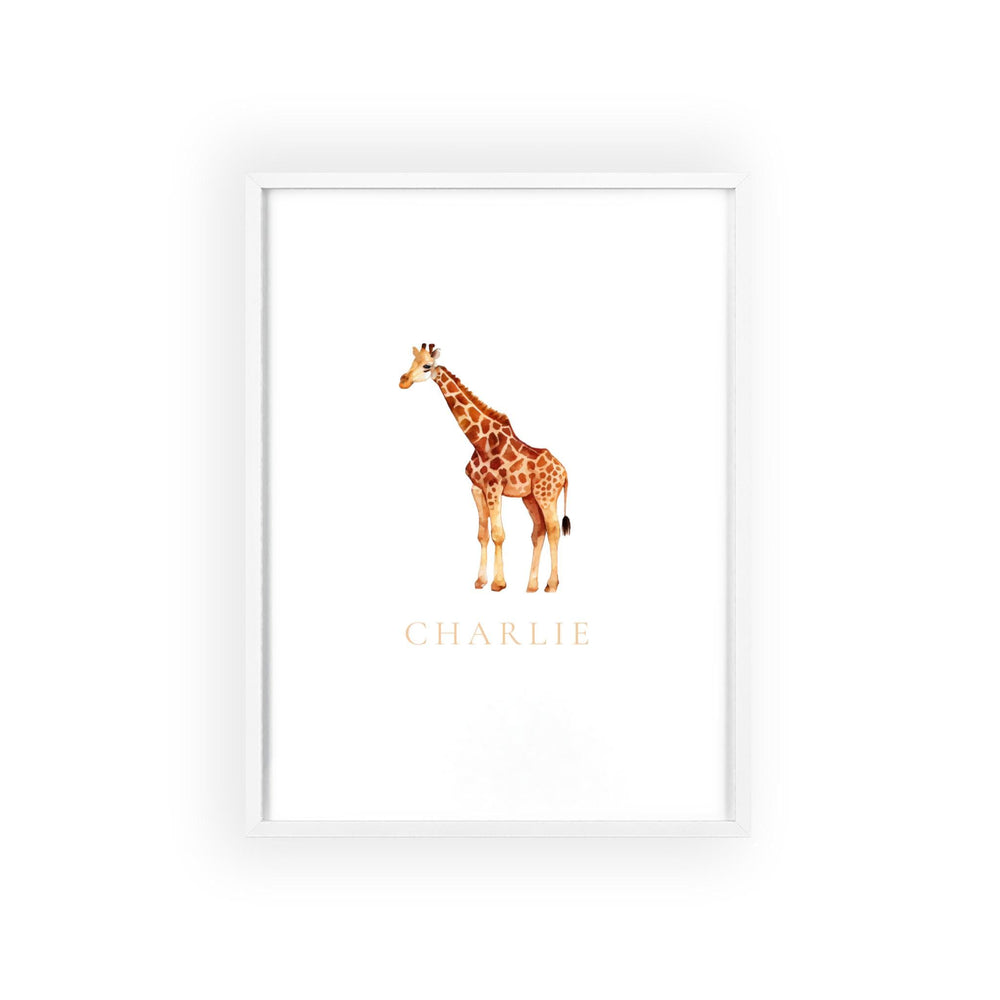 Personalized Giraffe art print with frame