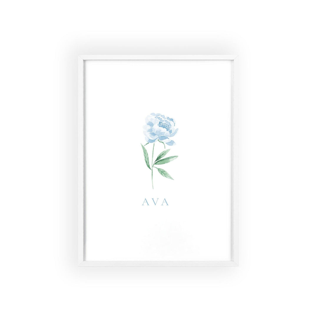 hydrangea art print with personalized name