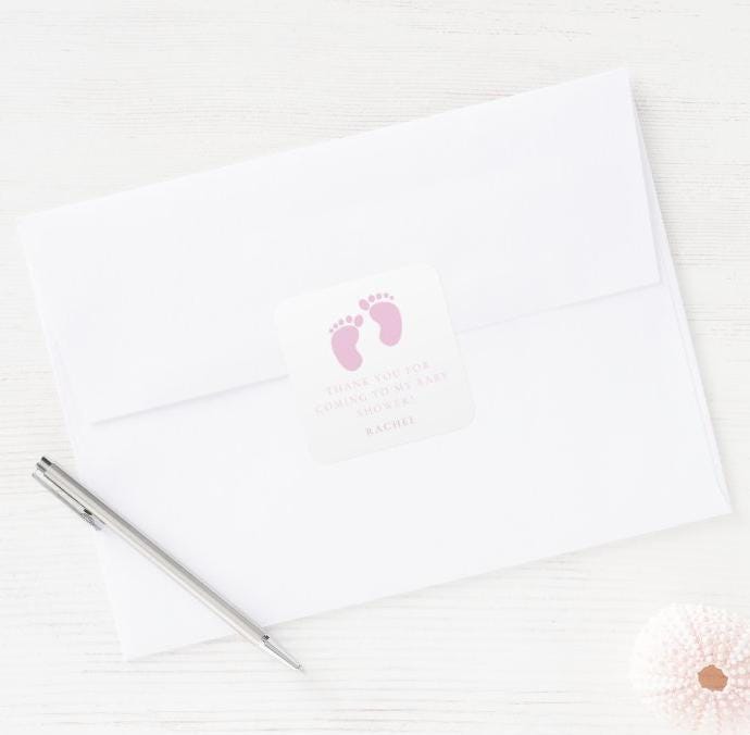Pink Baby Feet Stickers: Baby Shower Favors