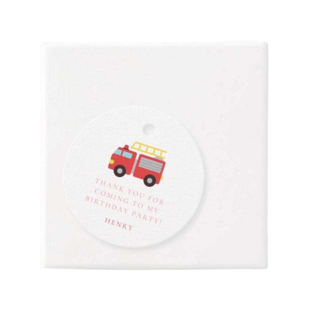 Firetruck Birthday Party Favor Tags