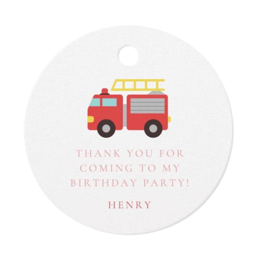 Firetruck Birthday Party Favor Tags